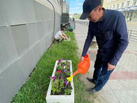 Сотрудники управления госстройжилнадзора Якутии высадили цветы в День эколога