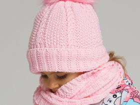 Комплект детский вязаный для девочки: шапка, снуд