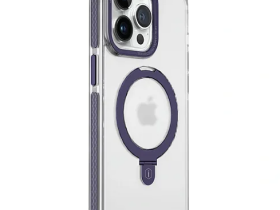 Чехол-накладка Mutural MagSafe Series для iPhone 15 Pro (пластик/кольцо-держатель) матовый (фиолетовая рамка)