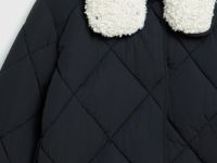 Стёганая куртка с меховым воротником, Черный