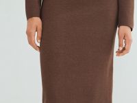 Вязаная юбка миди, Коричневый