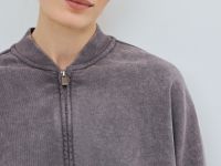 Бомбер с эффектом стирки, Серый