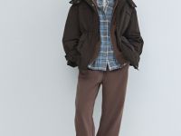 Куртка-парка с капюшоном, Коричневый