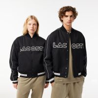 Куртка-бомбер из хлопкового твила Lacoste унисекс с вышивкой