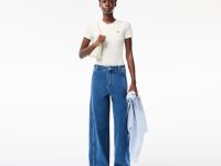 Женская Футболка Lacoste Slim Fit из хлопка в рубчик