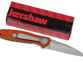 Полуавтоматический складной нож Kershaw Leek, сталь 14C28N, рукоять анодированный алюминий, оранжевый