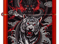 Зажигалка ZIPPO Dragon Tiger Design с покрытием Metallic Red, латунь/сталь, красная, 38x13x57 мм