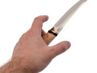 Кованый нож Рыбак-2, сталь Х12МФ, карельская берёза