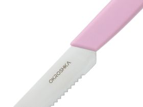 Нож кухонный для стейка Okroshka Salad 12 см, сталь 5cr15mov, рукоять пластик, розовый
