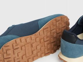 Комбинированные кроссовки из натуральной замши, Синий