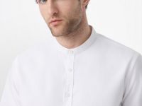 Рубашка из ткани оксфорд с воротником мао, Белый