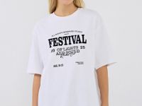 Футболка оверсайз с флок-принтом, Белый