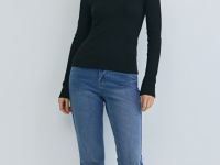 Прямые джинсы с высокой посадкой, Синий