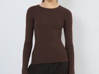 Джемпер в рубчик, Коричневый