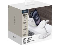 Беспроводное зарядное устройство Deppa MagSafe Qi2 NEO 3 в 1 (23167) для iPhone/Apple Watch/Airpods 23Вт/подсветка (белый)