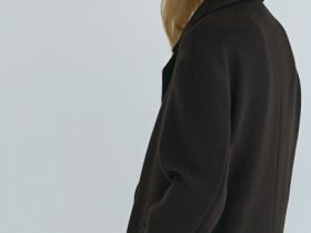 Длинное двубортное пальто из шерсти, Коричневый