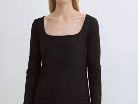 Лонгслив с квадратным вырезом, Черный