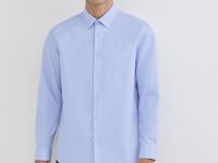 Рубашка из структурной ткани, Голубой
