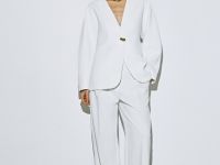 Однобортный приталенный жакет, Белый