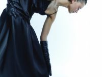 Платье с расклёшенной юбкой и кружевом, Черный