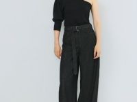 Джемпер с асимметричным вырезом, Черный