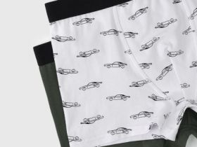 Трусы-боксеры с принтом для мальчиков, 2 шт., Белый