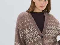 Кардиган из пряжи с шерстью альпака, Коричневый