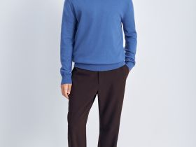 Джемпер из шерсти и хлопка с v-образной горловиной