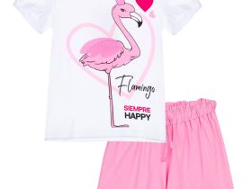 Комплект для девочек: фуфайка трикотажная (футболка), шорты текстильные