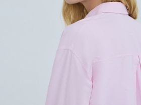 Хлопковая кроп-рубашка с карманами, Розовый