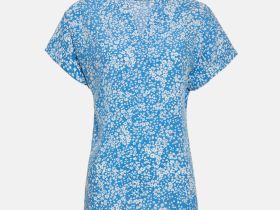 Блузка с коротким рукавом и цветочным принтом