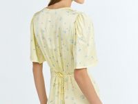 Платье миди с принтом, Желтый