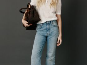 Джемпер поло из ажурной пряжи, Белый