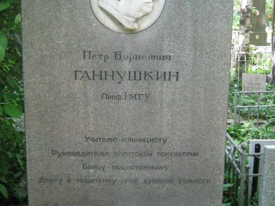 Могила Ганнушкина Петра Борисовича (1875-1933)