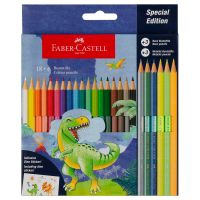 Набор карандашей цветные Faber-Castell "Dinosaur", 18 цв. + 3 цв. металл. + 3 цв. неон. + наклейки,
