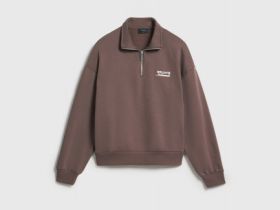 Толстовка с воротником-стойкой на молнии, Коричневый