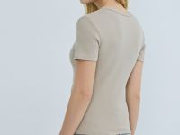 Футболка в рубчик, Бежевый