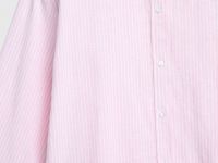 Рубашка из смесового льна в полоску, Розовый