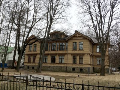 Дом Руадзе с участком парка и оградой