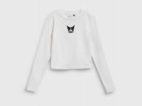 Лонгслив с аппликацией для девочек, Белый