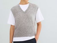 Укороченный вязаный жилет, Серый