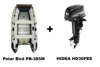 Лодка ПВХ POLAR BIRD PB-385M New Merlin (Кречет) + 2х-тактный лодочный мотор HIDEA HD30FES