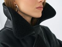 Дублёнка с искусственным мехом, Черный