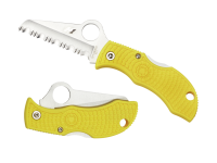 Складной нож-брелок Spyderco Manbug™ Salt Sheepfoot, сталь H1 Satin Serrated, рукоять термопластик FRN, жёлтый