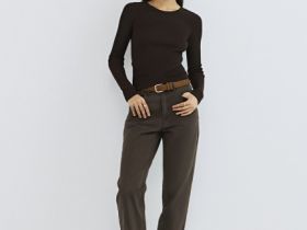 Приталенный джемпер с люрексом, Коричневый