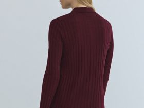 Кардиган в рубчик с шерстью, Фиолетовый