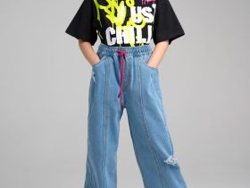 Брюки текстильные джинсовые для девочек