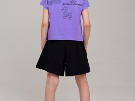 Комплект трикотажный для девочек: фуфайка (футболка), шорты