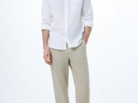 Брюки изо льна, Бежевый