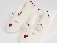 Мягкие тапочки с оленями, Белый